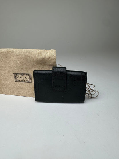 Vintage Gucci Guccissima Leather Key Holder Black