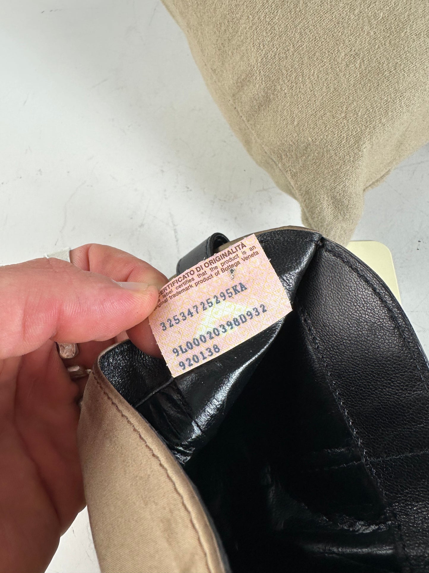 Vintage Bottega Veneta Polyester Card Holder Beige Black