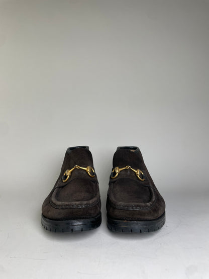 Vintage Gucci Suede Horsebit Loafers Dark Brown EU37.5