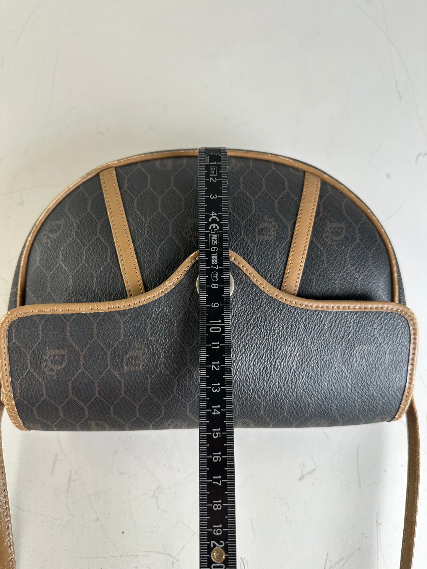 Vintage Dior Interlocking D Logo Leather Crossbody Bag Black Tan