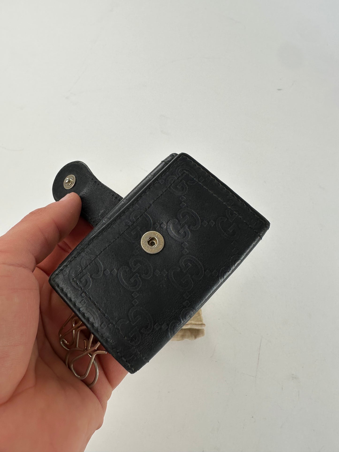 Vintage Gucci Guccissima Leather Key Holder Black