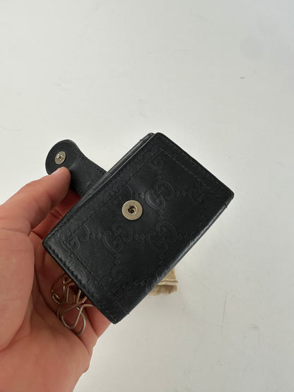 Vintage Gucci Guccissima Leather Key Holder Black