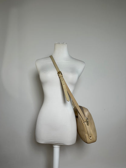 Vintage Yves Saint Laurent Leather Shoulder Bag Beige