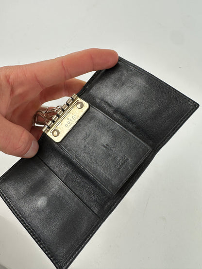 Vintage Gucci Guccissima Leather Key Holder Black