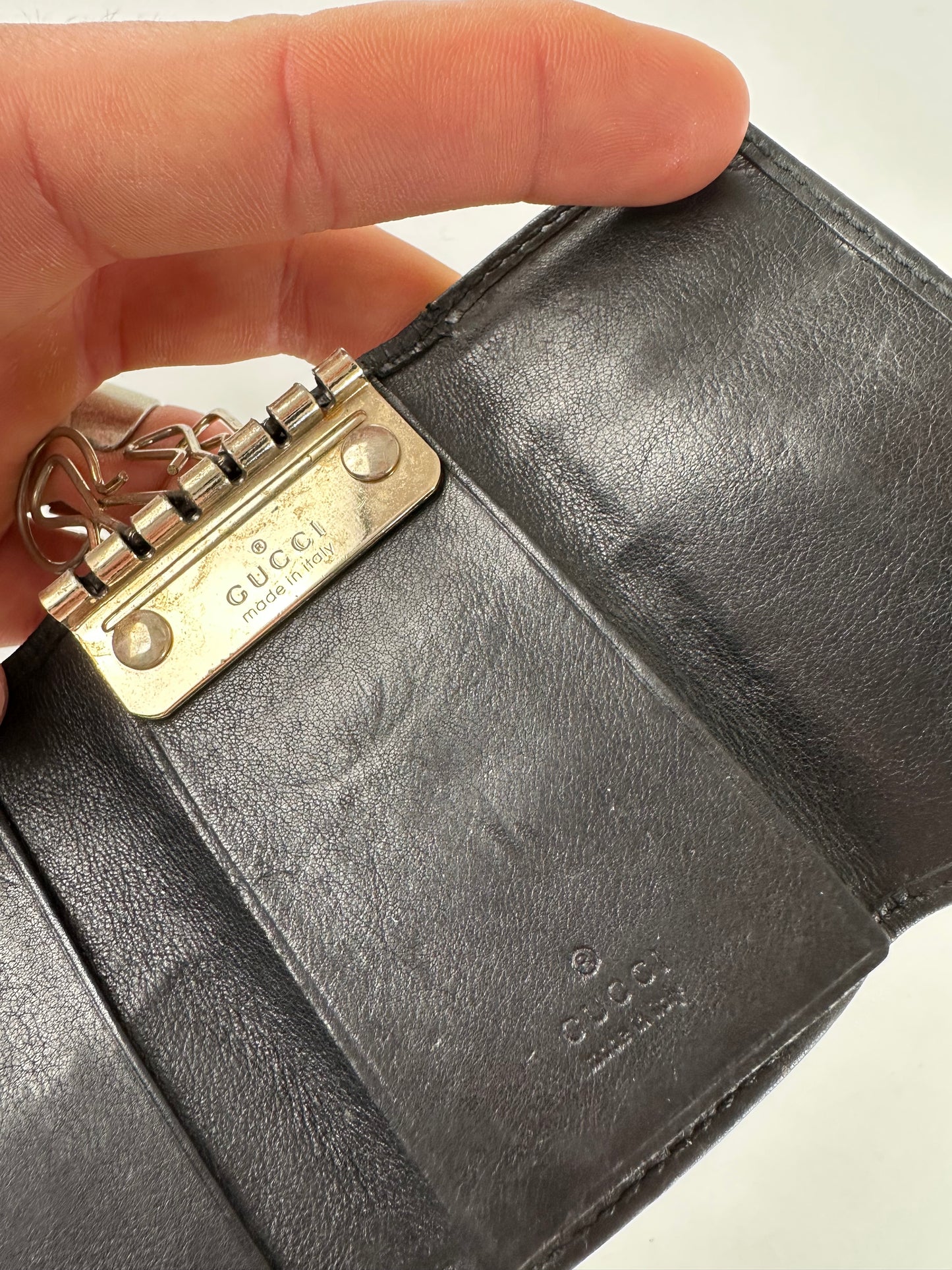 Vintage Gucci Guccissima Leather Key Holder Black