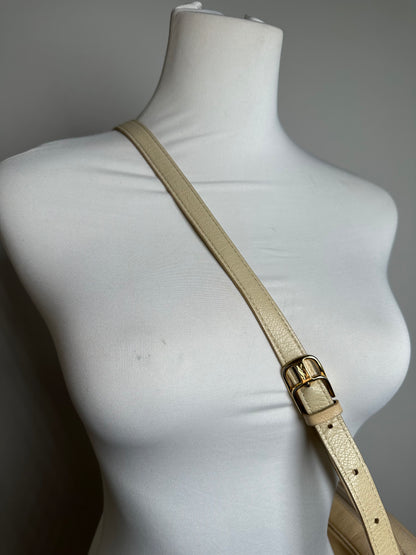 Vintage Yves Saint Laurent Leather Shoulder Bag Beige