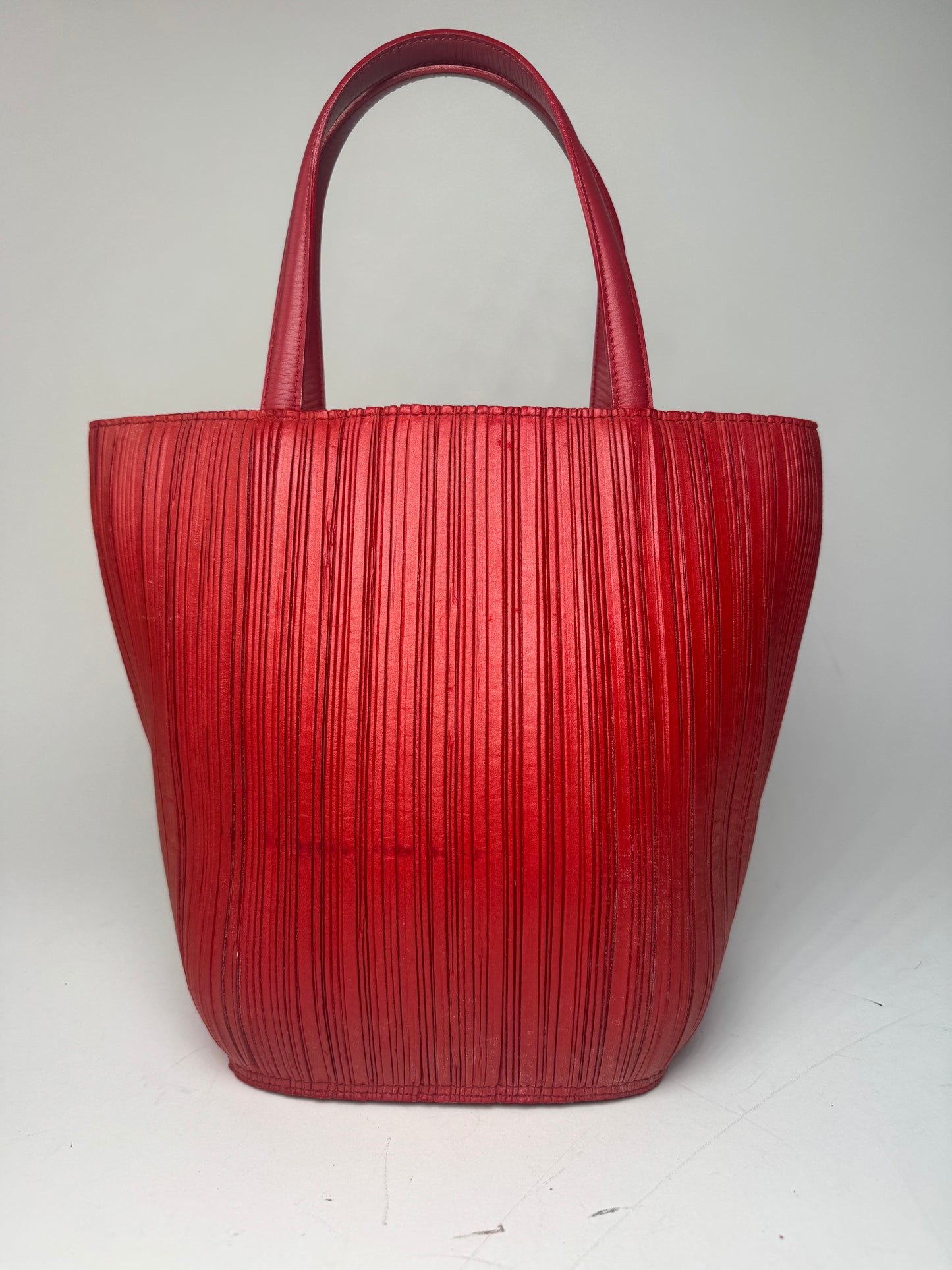 Vintage Issey Miyake Pleats Please Plissee Lookalike Leather Handbag Red
