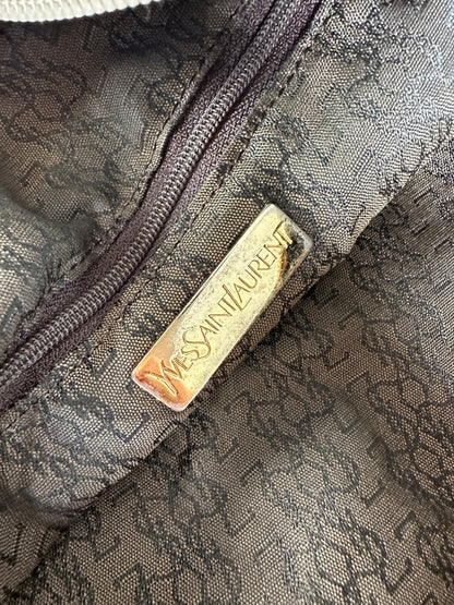 Vintage Yves Saint Laurent Leather Shoulder Bag Beige