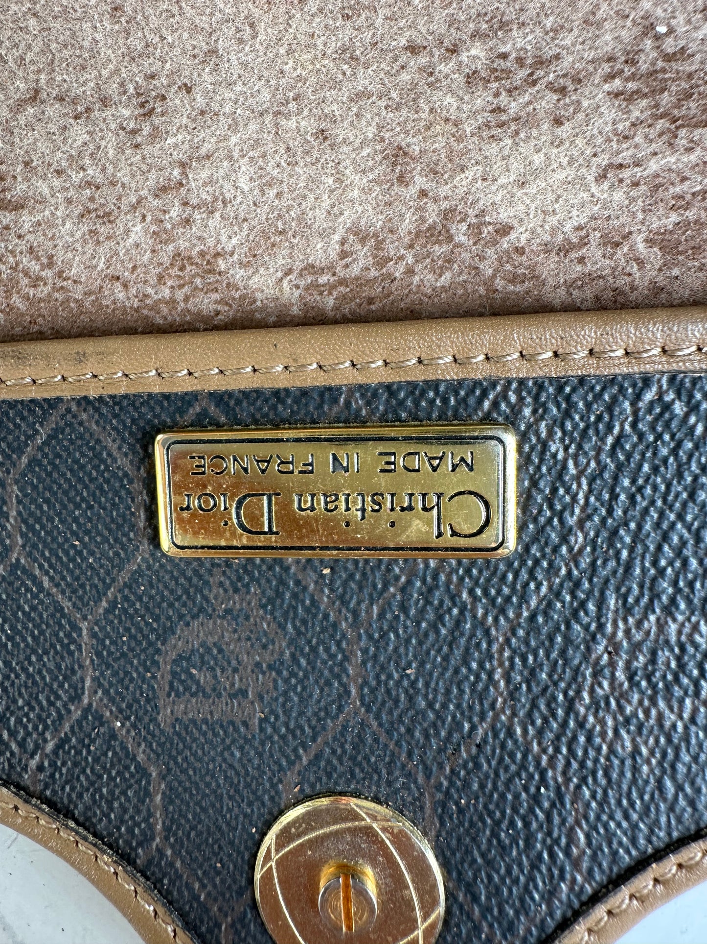 Vintage Dior Interlocking D Logo Leather Crossbody Bag Black Tan