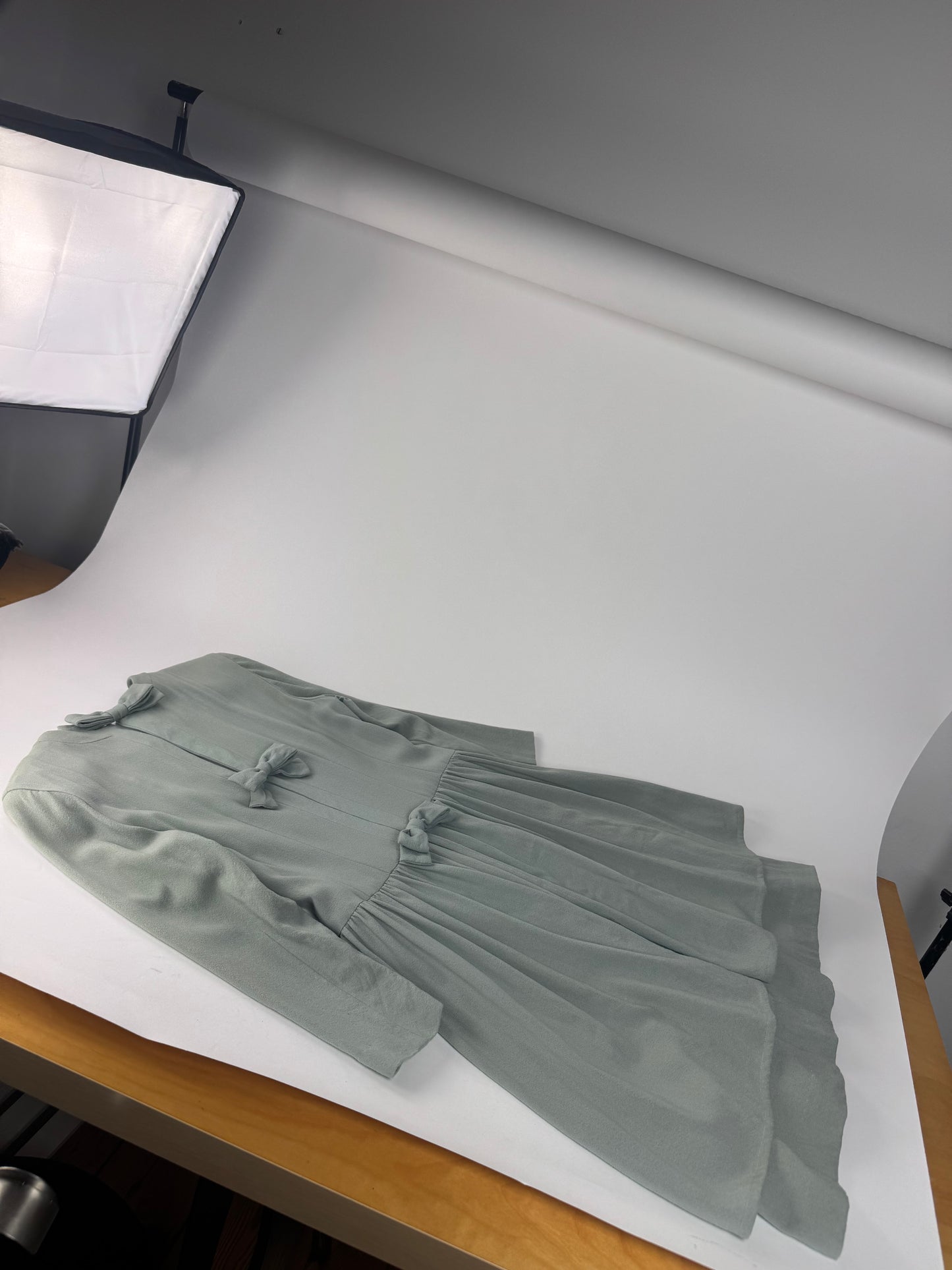 Vintage Balenciaga Silk Dress Turquoise L