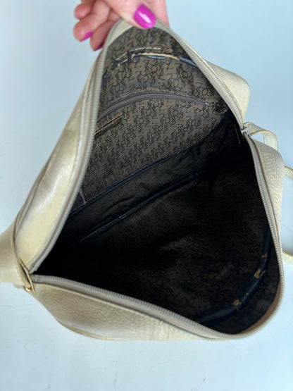 Vintage Yves Saint Laurent Leather Shoulder Bag Beige