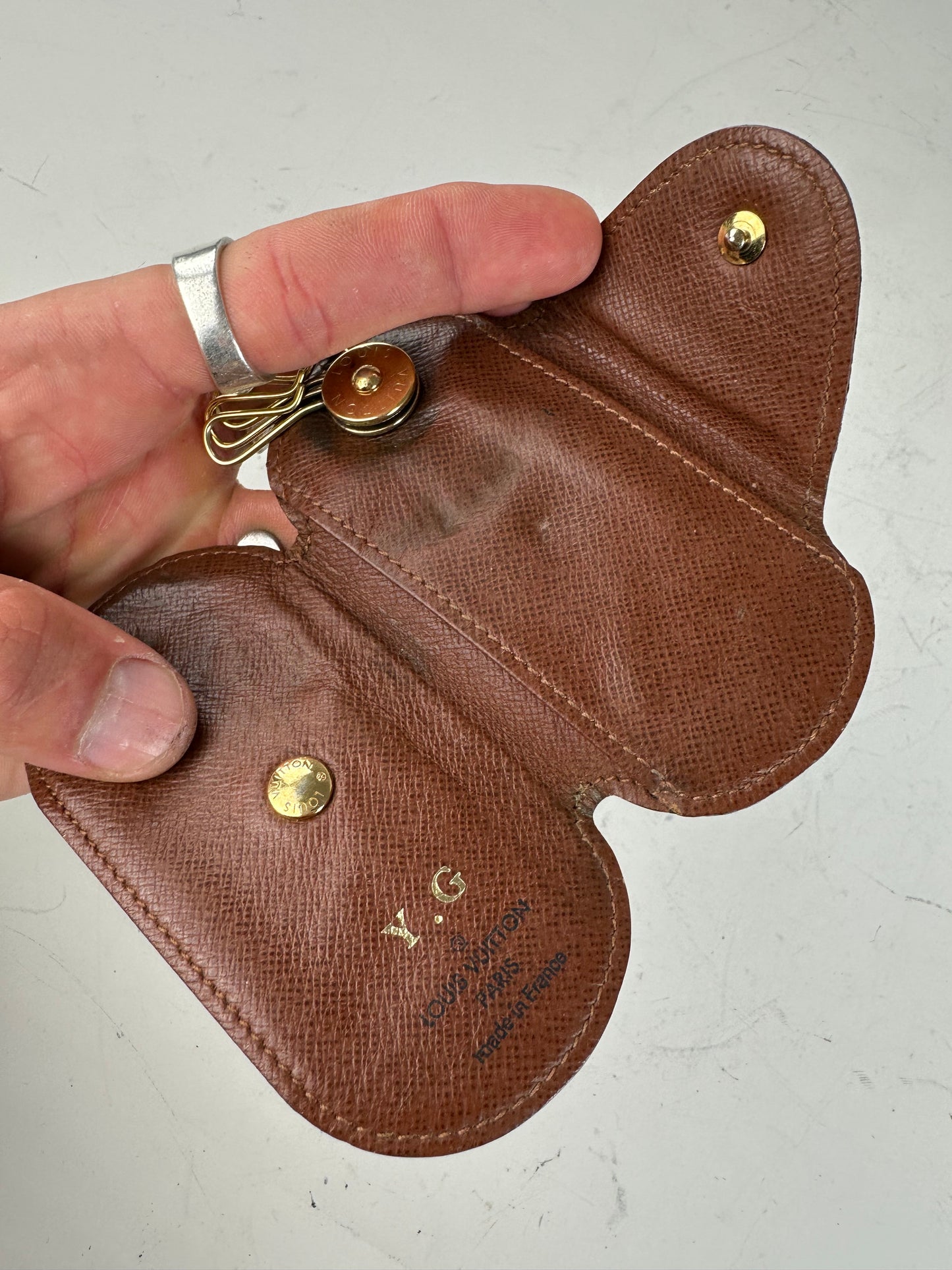 Vintage Louis Vuitton Monogram Canvas Key Holder Brown Gold