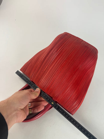 Vintage Issey Miyake Pleats Please Plissee Lookalike Leather Handbag Red
