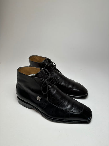 Vintage Louis Vuitton Damier Leather Ankle Boots Black EU38