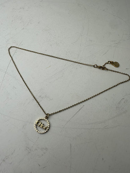 Vintage Chloé Logo Pendant Necklace Gold-Tone Metal