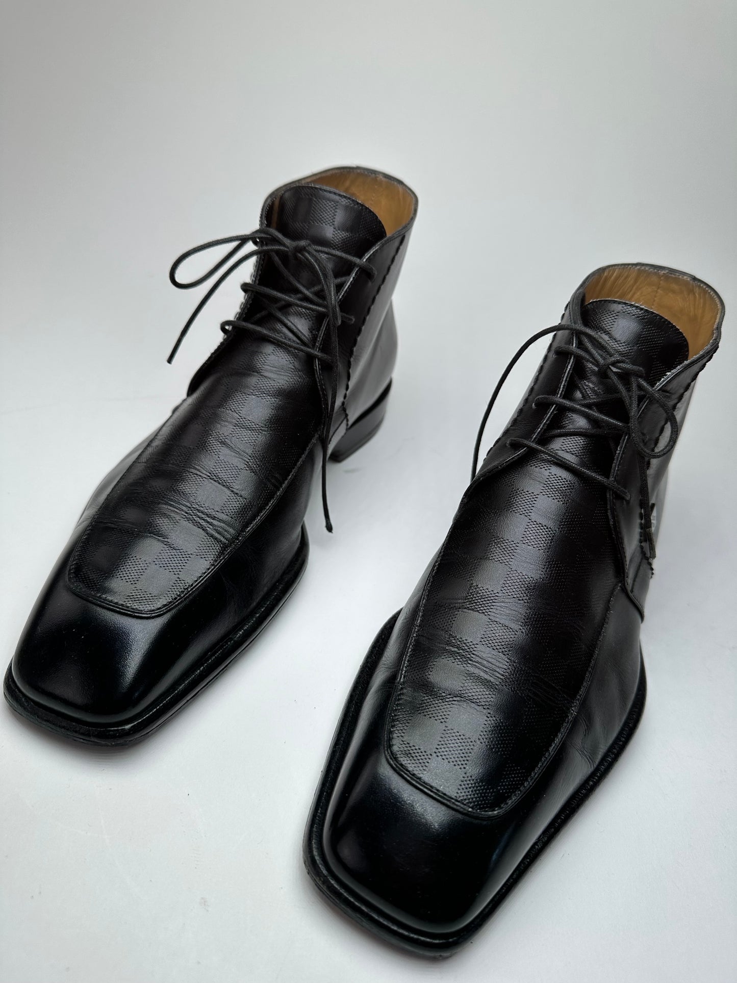Vintage Louis Vuitton Damier Leather Ankle Boots Black EU38