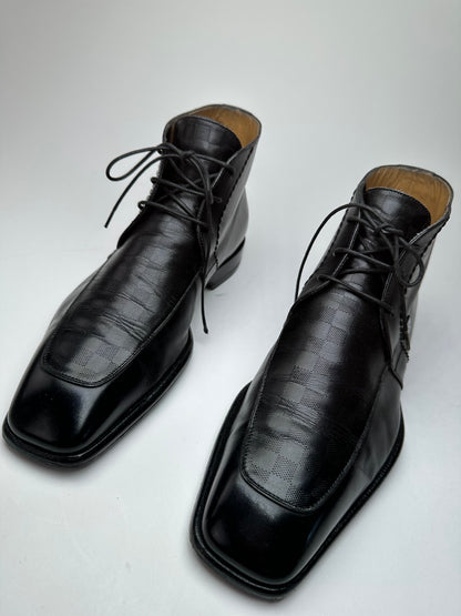 Vintage Louis Vuitton Damier Leather Ankle Boots Black EU38