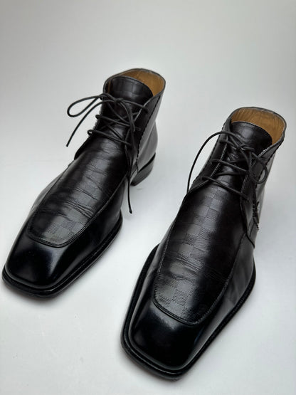 Vintage Louis Vuitton Damier Leather Ankle Boots Black EU38