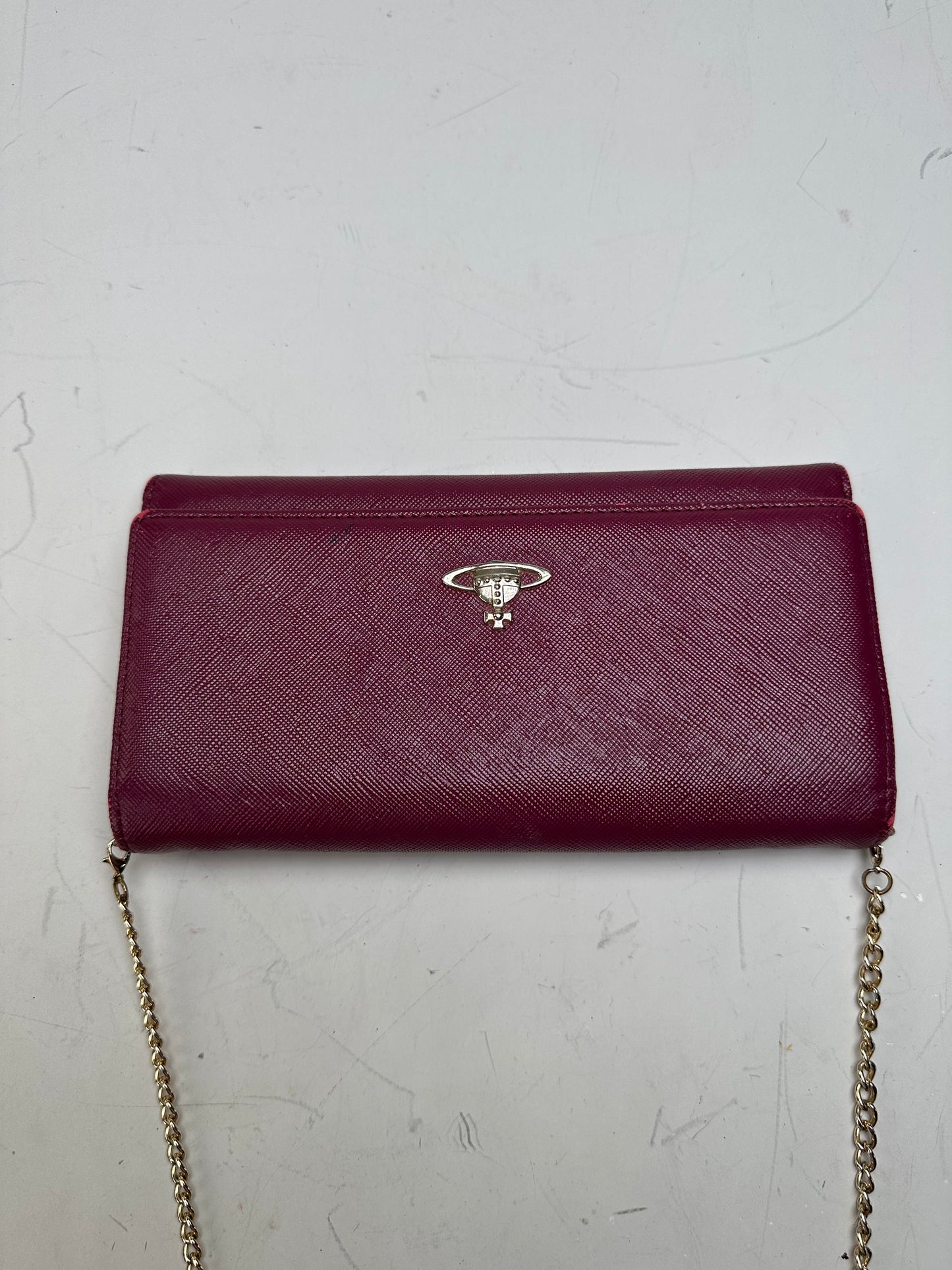 Vintage Vivienne Westwood Leather Wallet on Chain Burgundy Silver