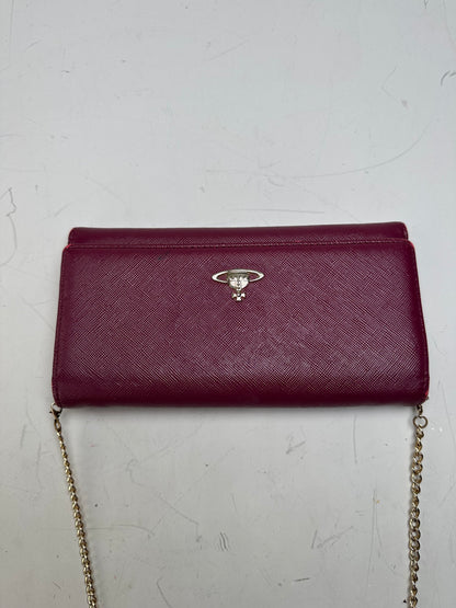 Vintage Vivienne Westwood Leather Wallet on Chain Burgundy Silver