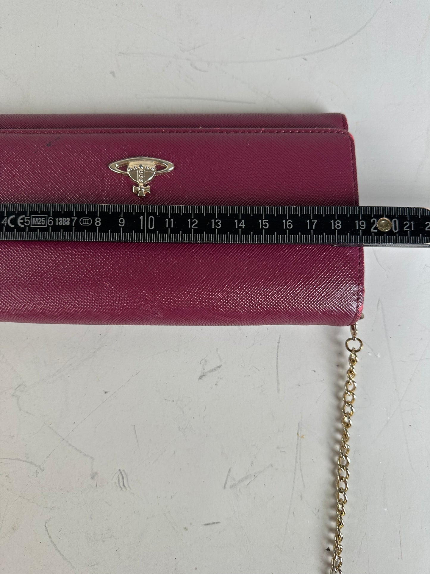 Vintage Vivienne Westwood Leather Wallet on Chain Burgundy Silver