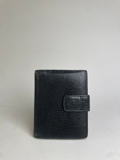 Vintage Ferragamo Textured Leather Wallet Black Gold