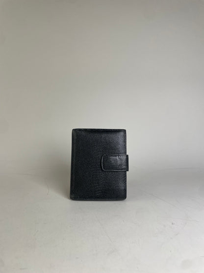 Vintage Ferragamo Textured Leather Wallet Black Gold