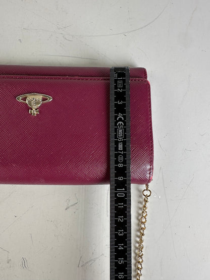 Vintage Vivienne Westwood Leather Wallet on Chain Burgundy Silver