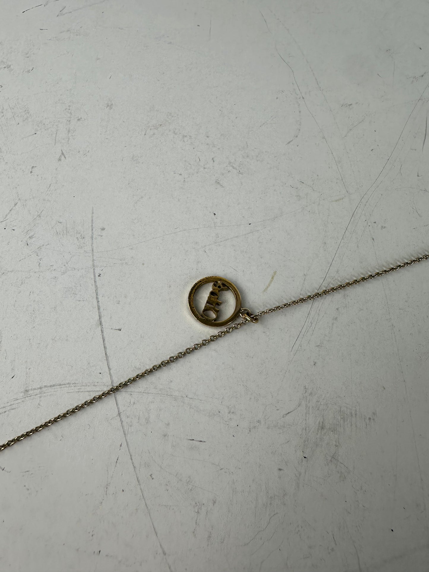 Vintage Chloé Logo Pendant Necklace Gold-Tone Metal