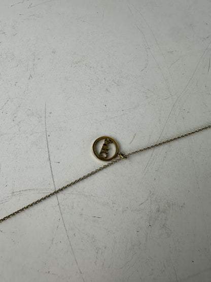 Vintage Chloé Logo Pendant Necklace Gold-Tone Metal