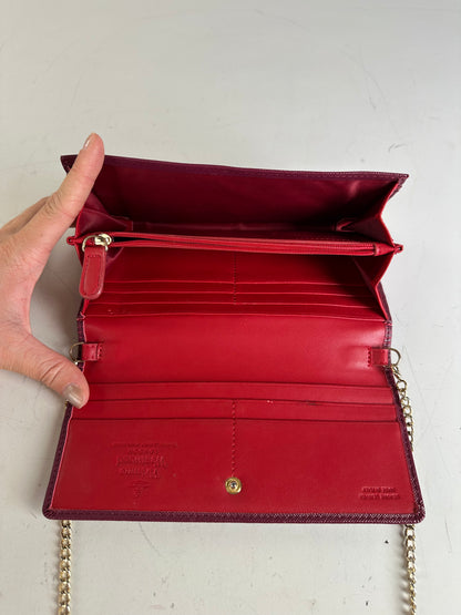 Vintage Vivienne Westwood Leather Wallet on Chain Burgundy Silver