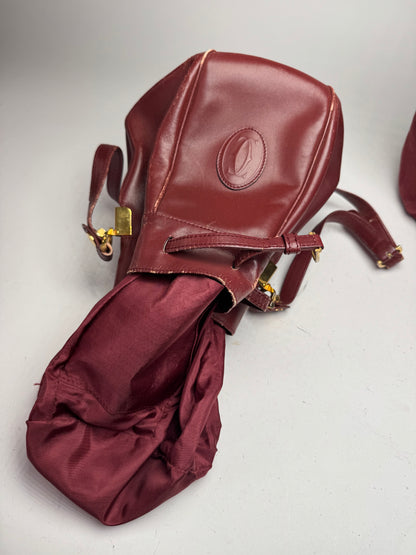 Vintage Cartier Leather Seau Bucket Bag Burgundy