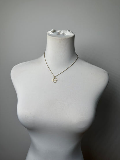 Vintage Chloé Logo Pendant Necklace Gold-Tone Metal