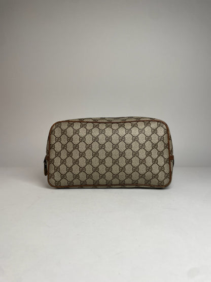 Vintage Gucci Monogram Leather Clutch Brown Grey