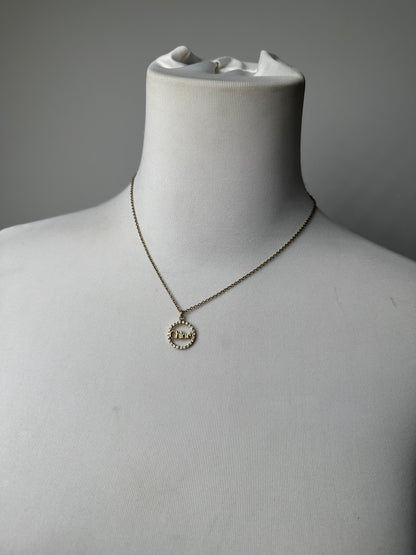 Vintage Chloé Logo Pendant Necklace Gold-Tone Metal