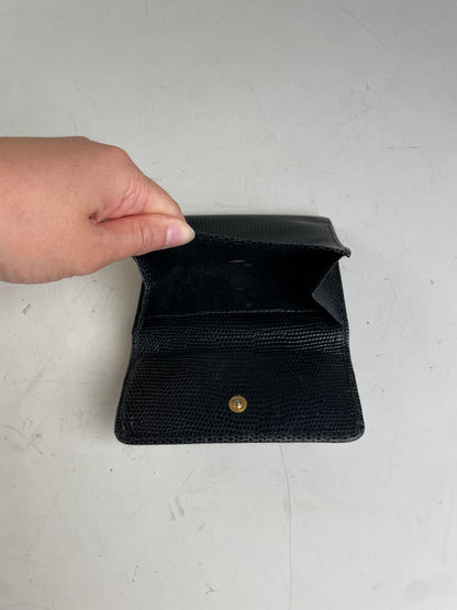 Vintage Ferragamo Textured Leather Wallet Black Gold