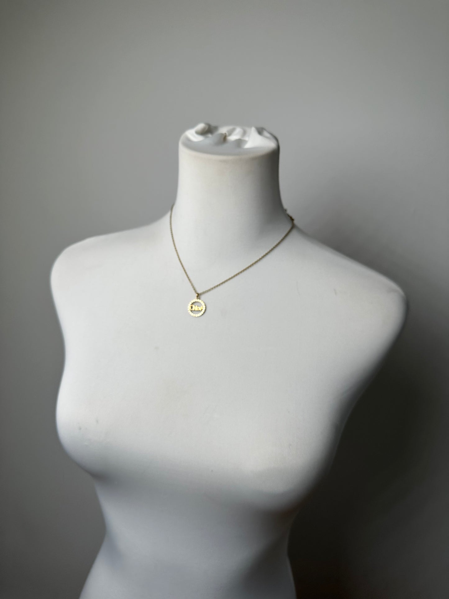 Vintage Chloé Logo Pendant Necklace Gold-Tone Metal