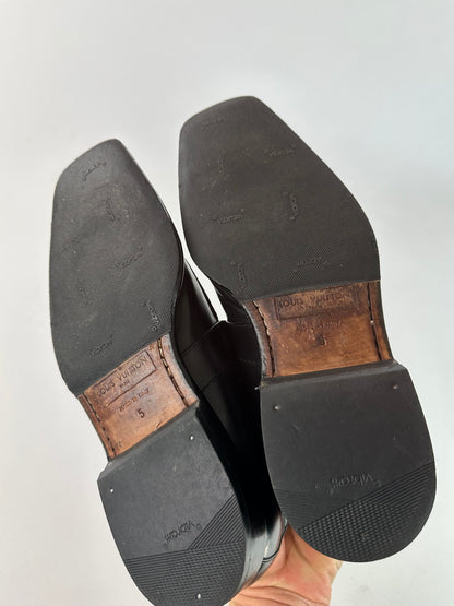Vintage Louis Vuitton Damier Leather Ankle Boots Black EU38