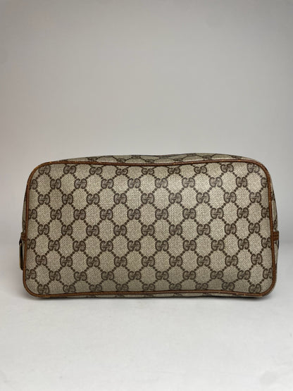 Vintage Gucci Monogram Leather Clutch Brown Grey