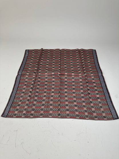 Vintage Fendi FF Monogram Silk Blend Scarf Red Brown Cream