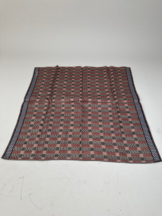 Vintage Fendi FF Monogram Silk Blend Scarf Red Brown Cream