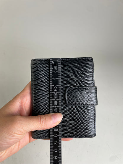 Vintage Ferragamo Textured Leather Wallet Black Gold