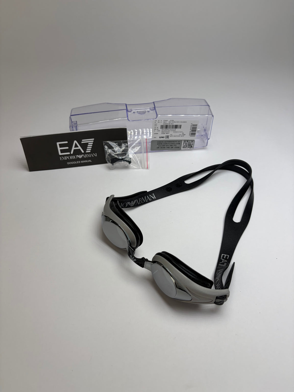 Vintage Giorgio Armani EA7 Swimming Goggles c. 2020s Grey Black