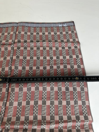 Vintage Fendi FF Monogram Silk Blend Scarf Red Brown Cream