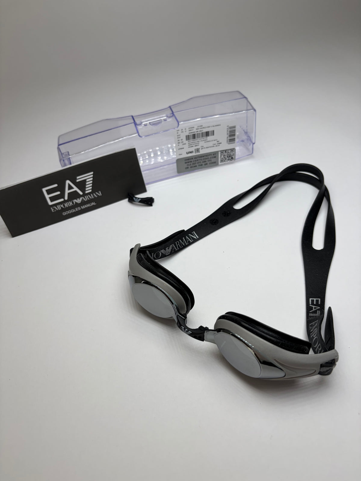 Vintage Giorgio Armani EA7 Swimming Goggles c. 2020s Grey Black