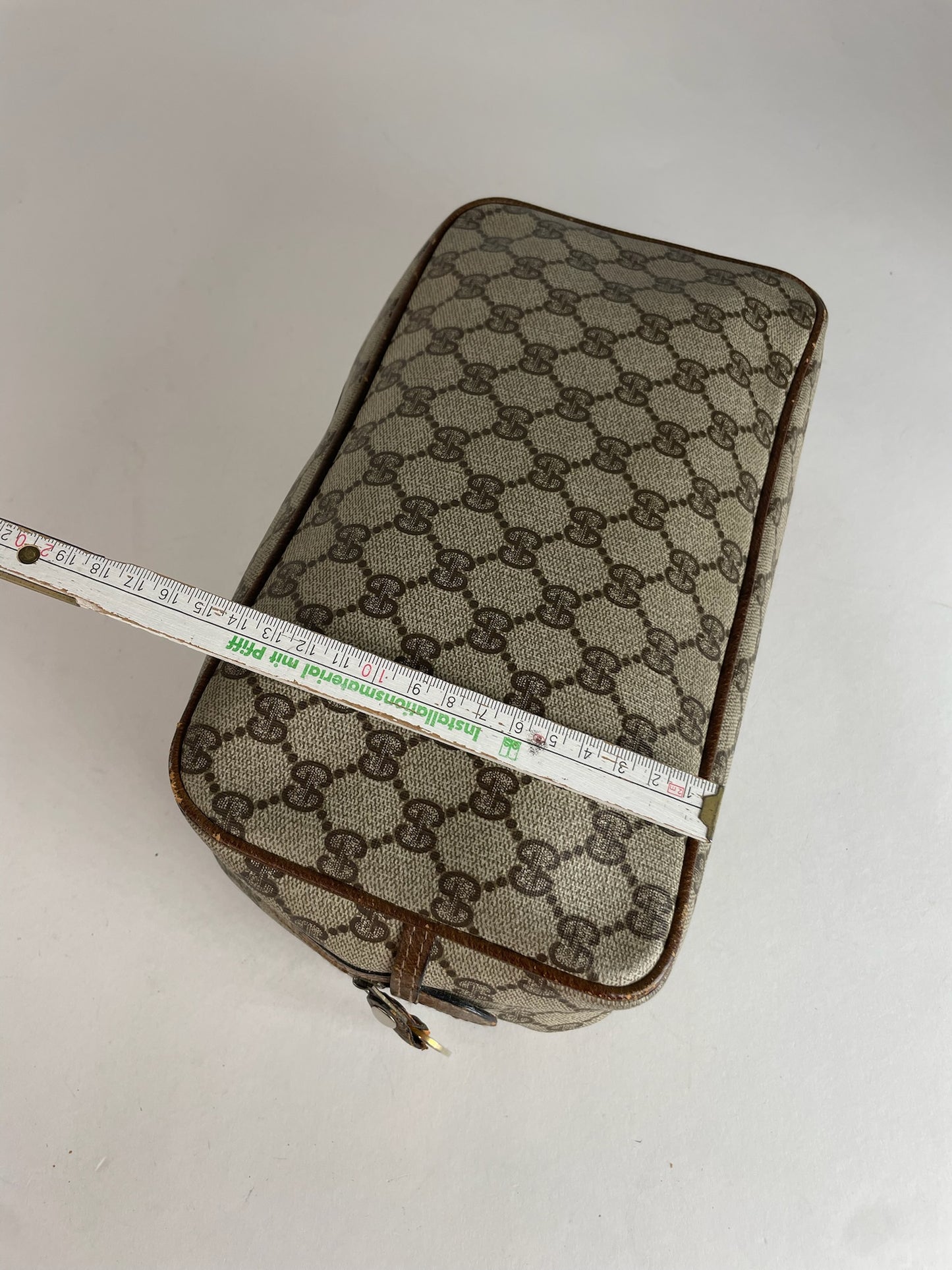 Vintage Gucci Monogram Leather Clutch Brown Grey