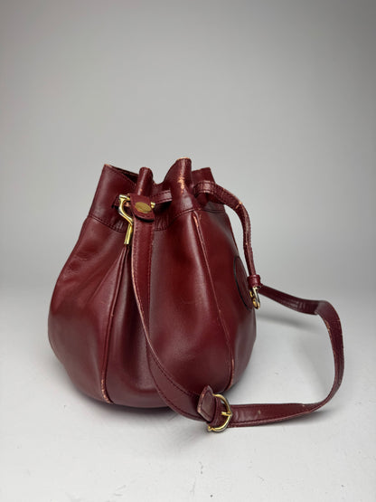 Vintage Cartier Leather Seau Bucket Bag Burgundy