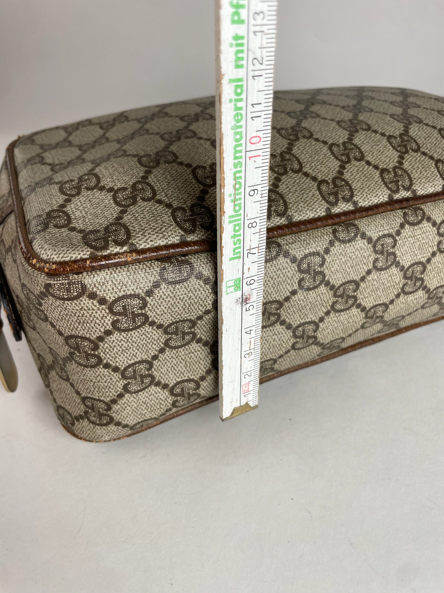 Vintage Gucci Monogram Leather Clutch Brown Grey