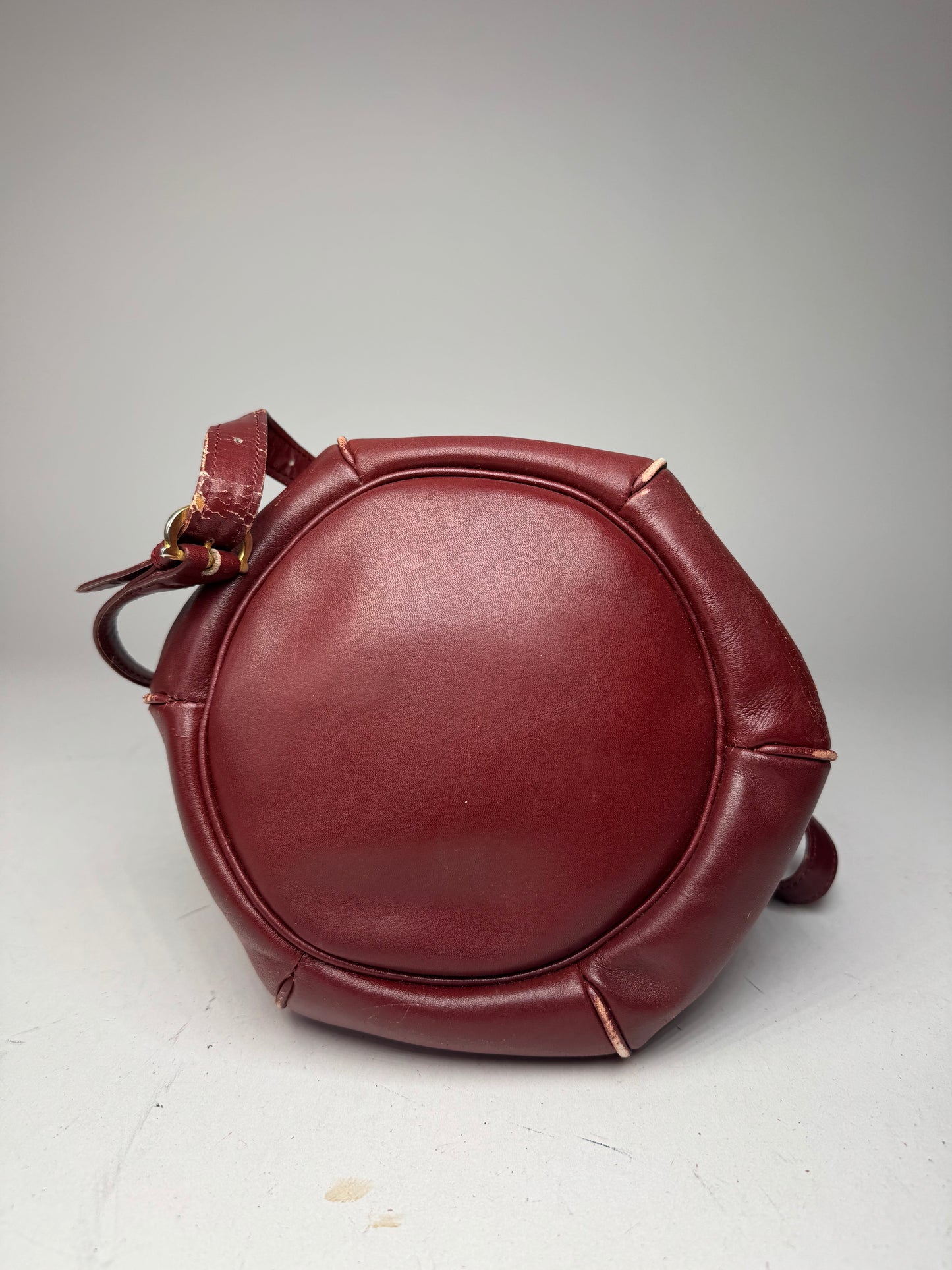 Vintage Cartier Leather Seau Bucket Bag Burgundy