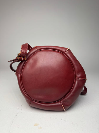Vintage Cartier Leather Seau Bucket Bag Burgundy